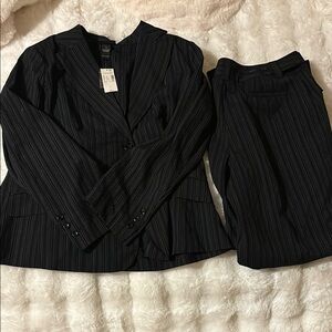 Women’s Lane Bryant Black Pinstripe Suit Jacket & Wide Leg Pants NWT 18 New Plus